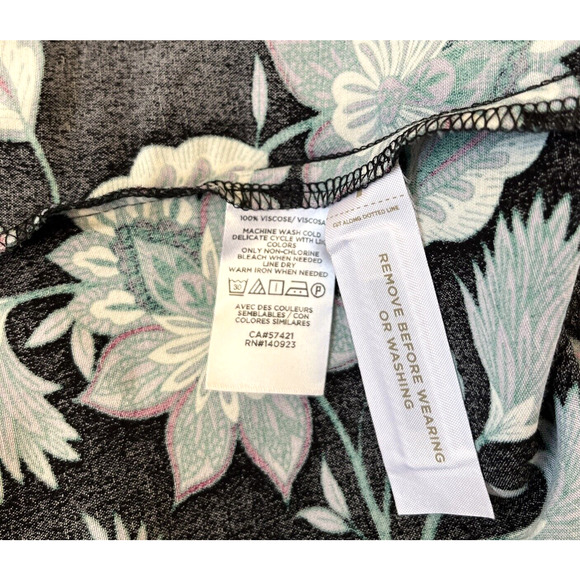 LOFT Women’s Floral Leaf Print Maxi Dress Sz 6 V-Neck Long Sleeve Slit Front NEW - Picture 10 of 10